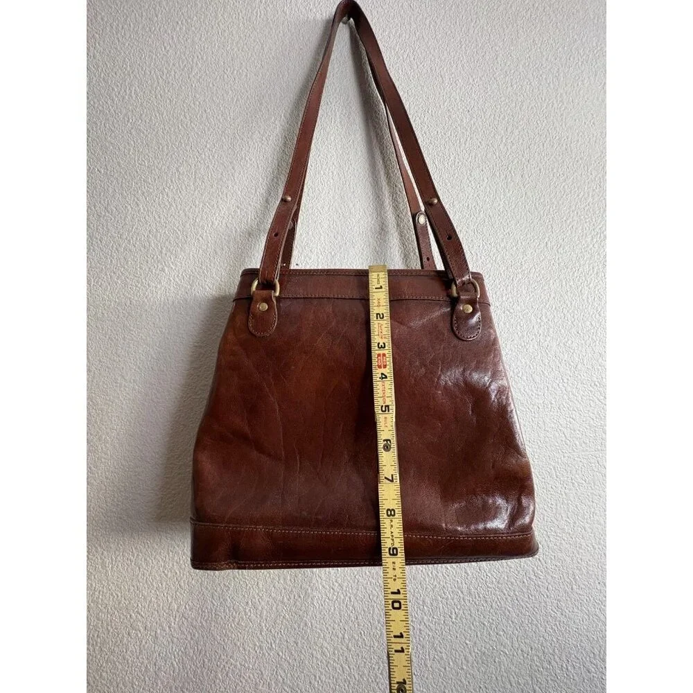 Brahmin Brown Leather Shoulder Bag Womens Medium Adjustable Strap Tote Purse